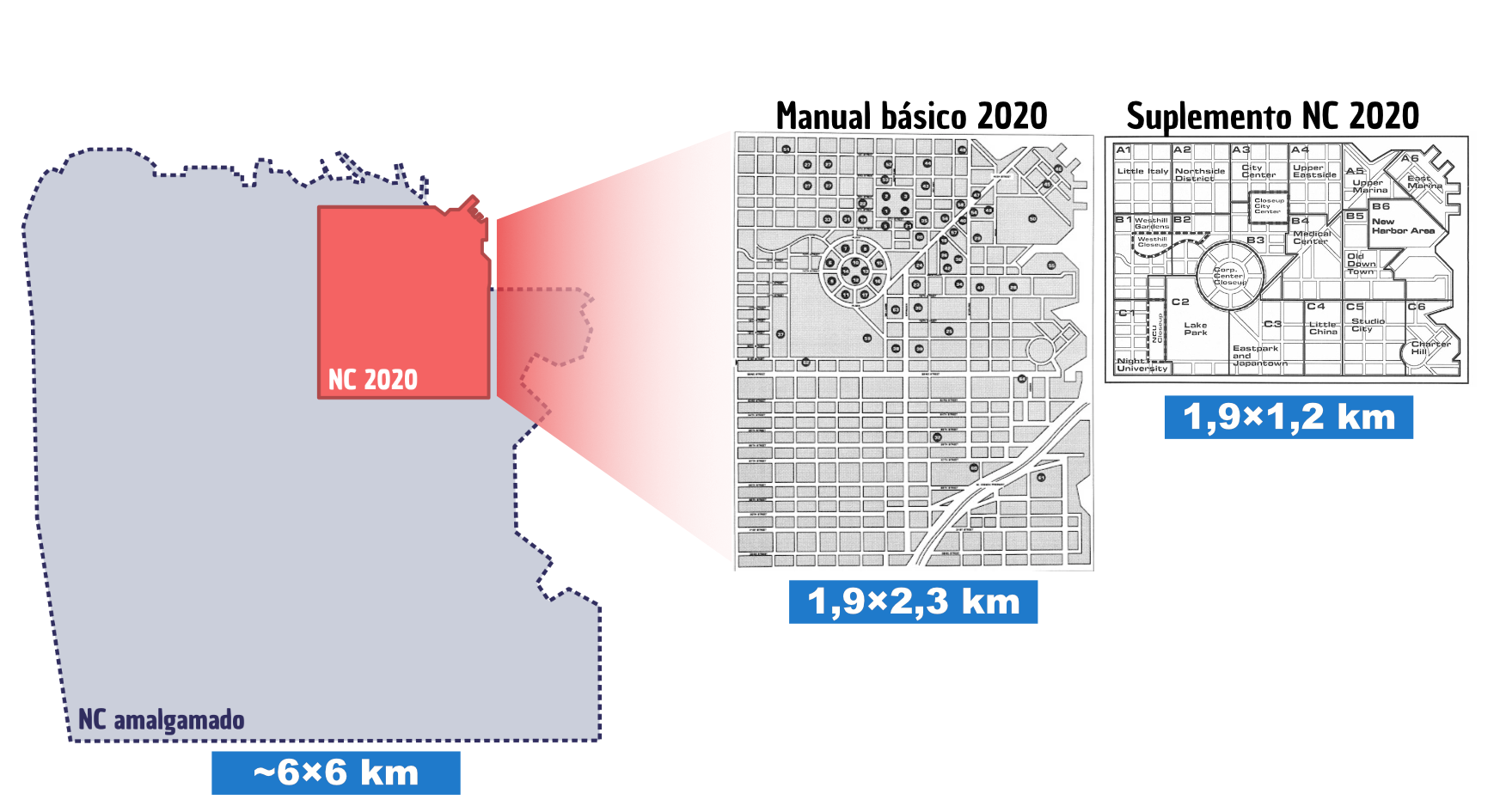Dimensiones de los distintos mapas de Night City, respondiendo a la pregunta: ¿cuánto mide Night City 2020?